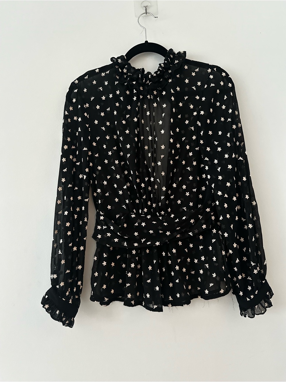 Zara Floral Ruffled Keyhole Blouse - Picture 2 of 3